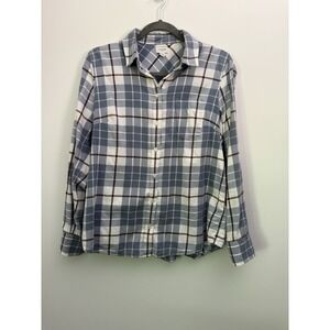 J.CREW Women's Long Sleeve Button-Down Shirt Blue Plaid, Size Medium